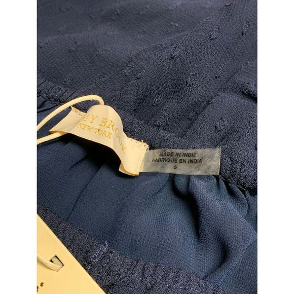 NWT Ramy Brook Simona navy blue ruffle smocked dress sheath women’s small - Picture 10 of 11